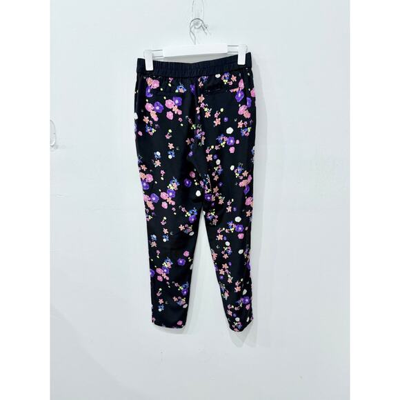 Juicy Couture Floral Print Mid Rise Slim Silk Jogger Pants Black Multi Womens XS - Picture 3 of 5